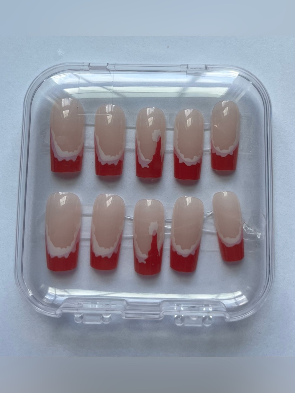 Red French Tip Press-On Nail Set